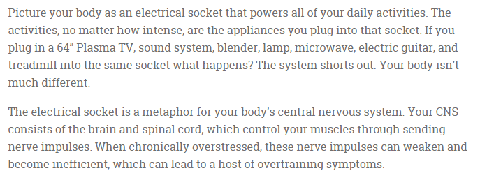 overtraining cns analogy