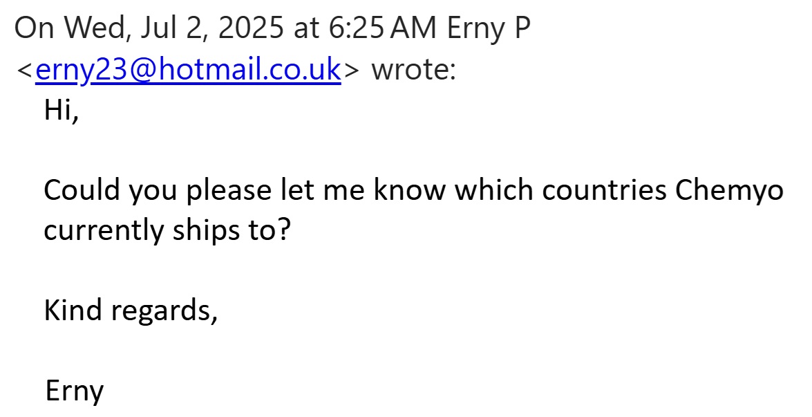 Chemyo customer support test