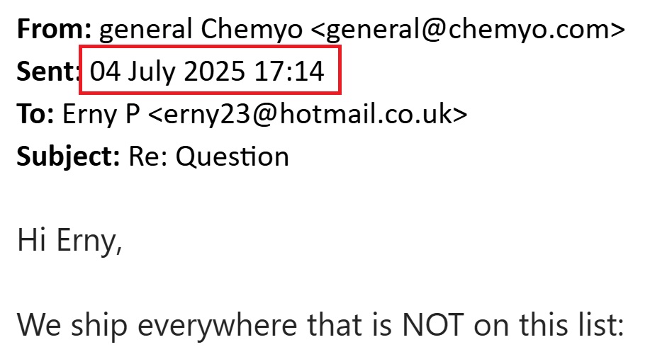 Chemyo email response