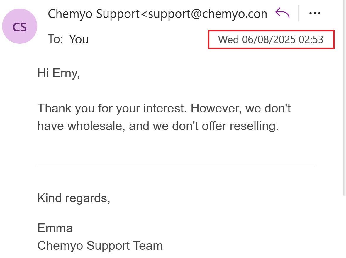 Chemyo email response